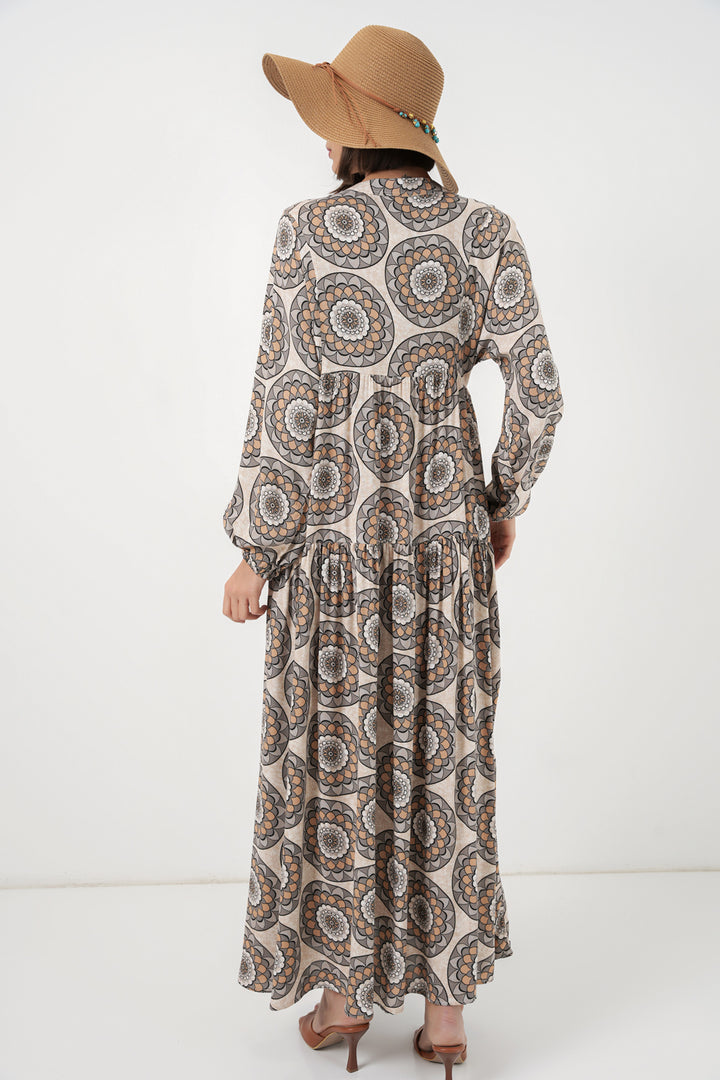Bigdart Robe de hijab longue à motifs pour femmes 2585 - Beige clair