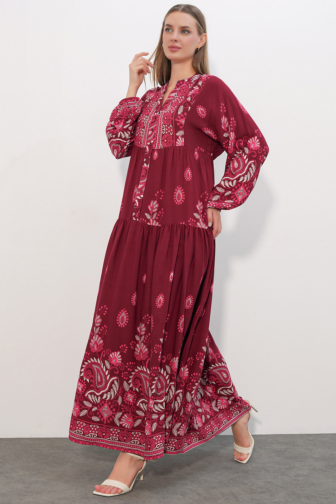 Bigdart Robe longue de hijab à motifs 2585 - c. Bordeaux