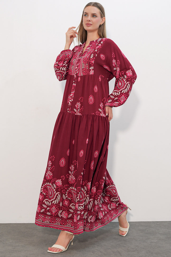 Bigdart Robe longue de hijab à motifs 2585 - c. Bordeaux