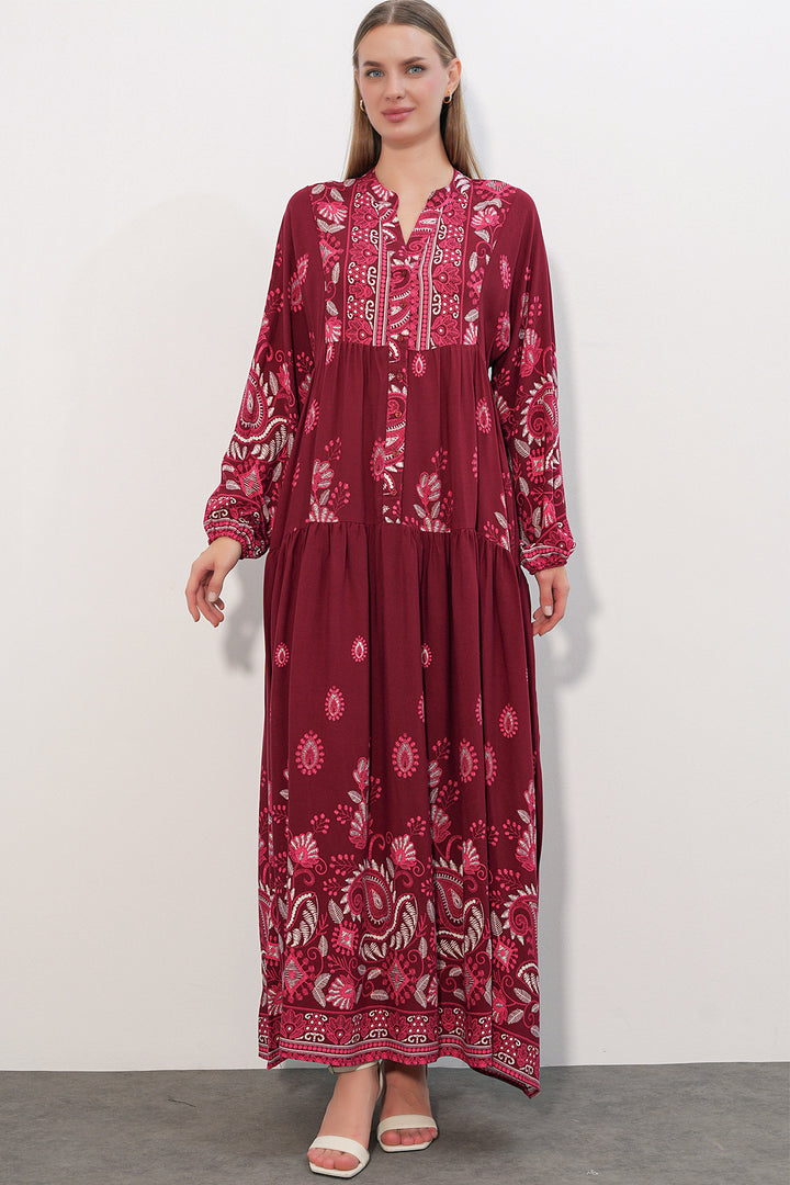 Bigdart Robe longue de hijab à motifs 2585 - c. Bordeaux