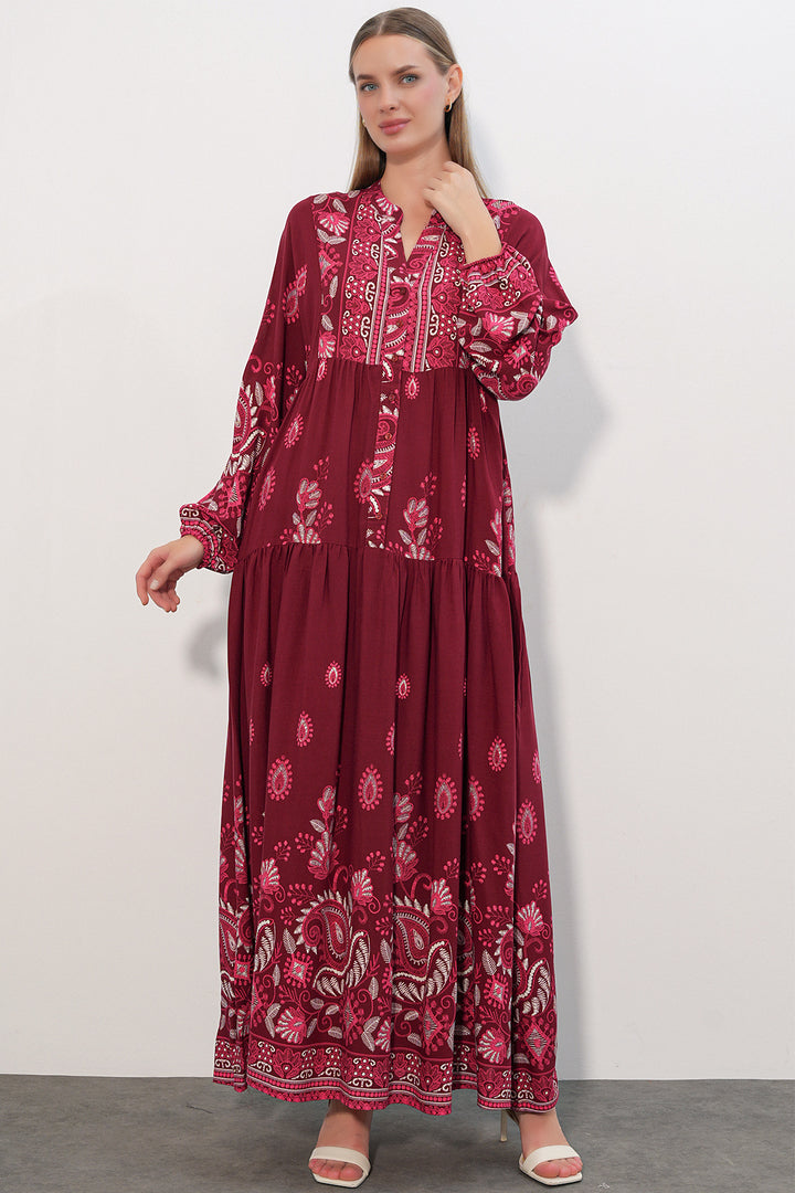 Bigdart Robe longue de hijab à motifs 2585 - c. Bordeaux