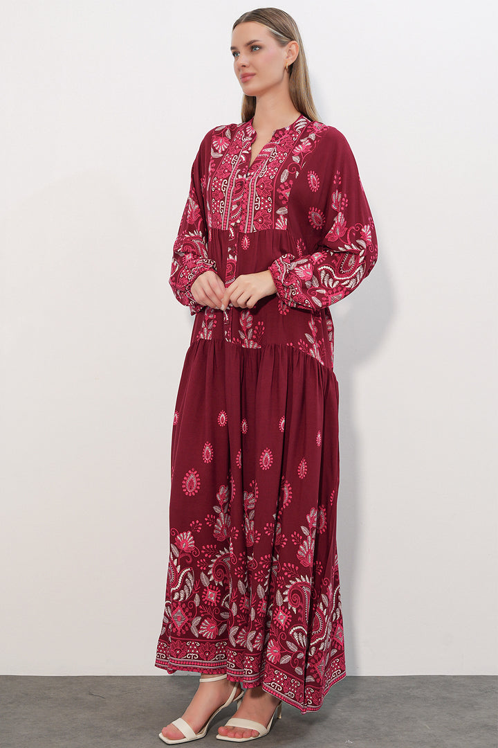 Bigdart Robe longue de hijab à motifs 2585 - c. Bordeaux