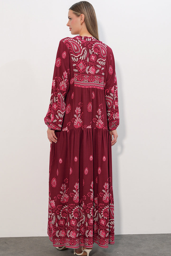 Bigdart Robe longue de hijab à motifs 2585 - c. Bordeaux