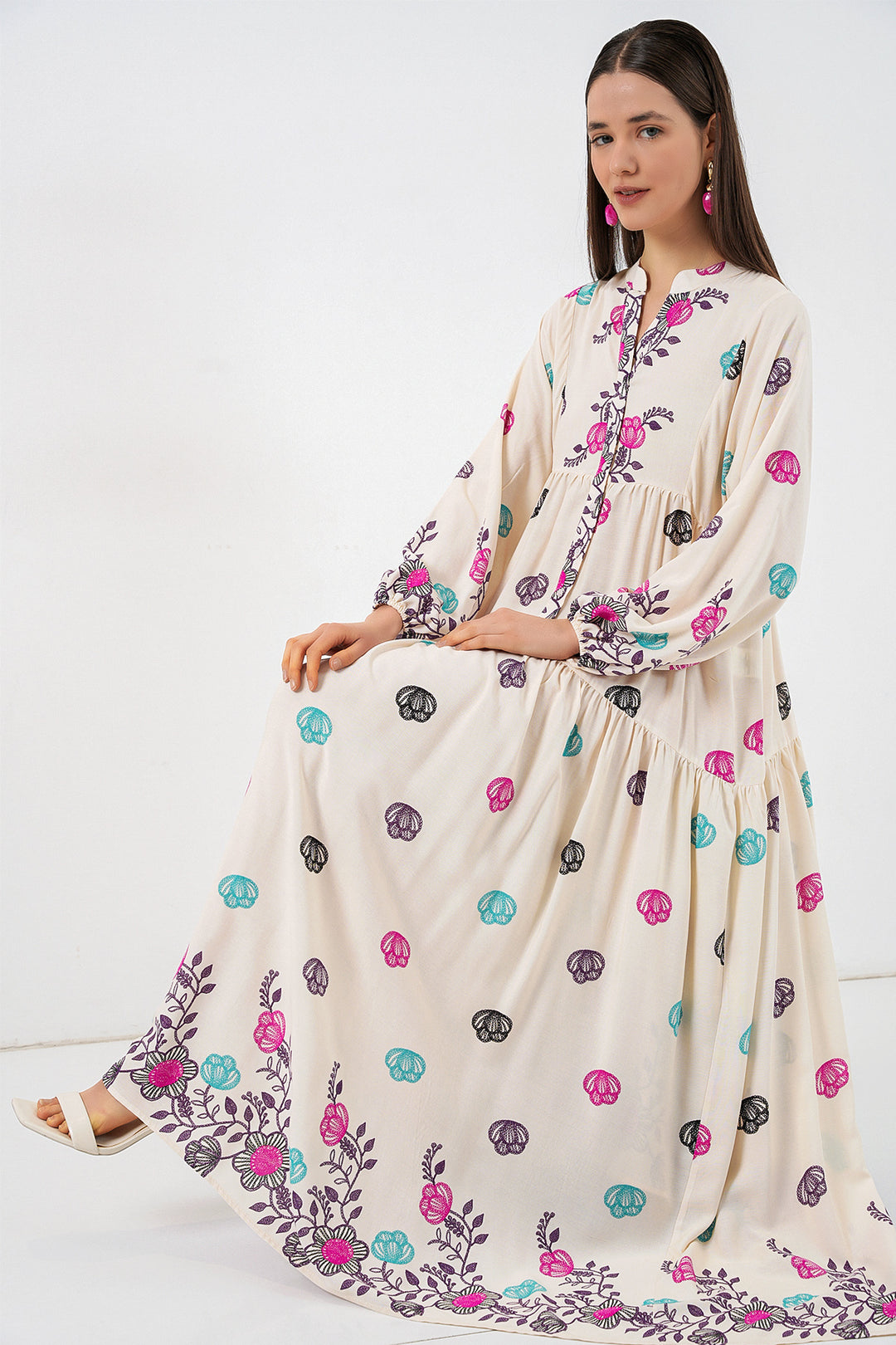 Bigdart Robe longue de hijab à motifs pour femme 2585 - Fuchsia