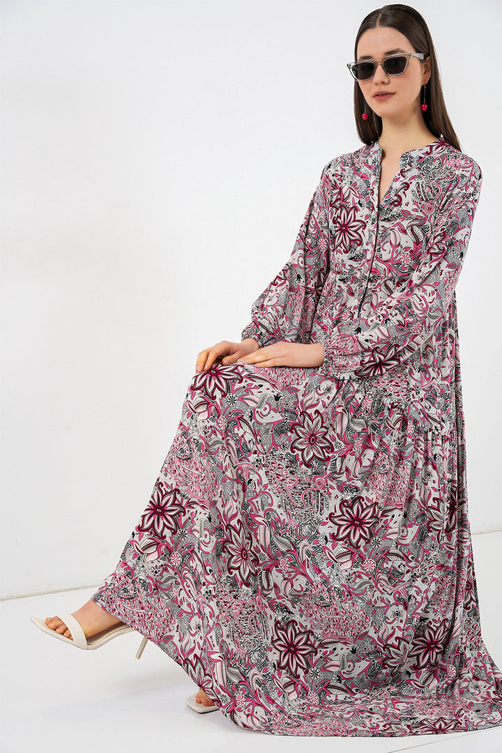Bigdart Robe longue de hijab à motifs pour femme 2585 - Gris clair