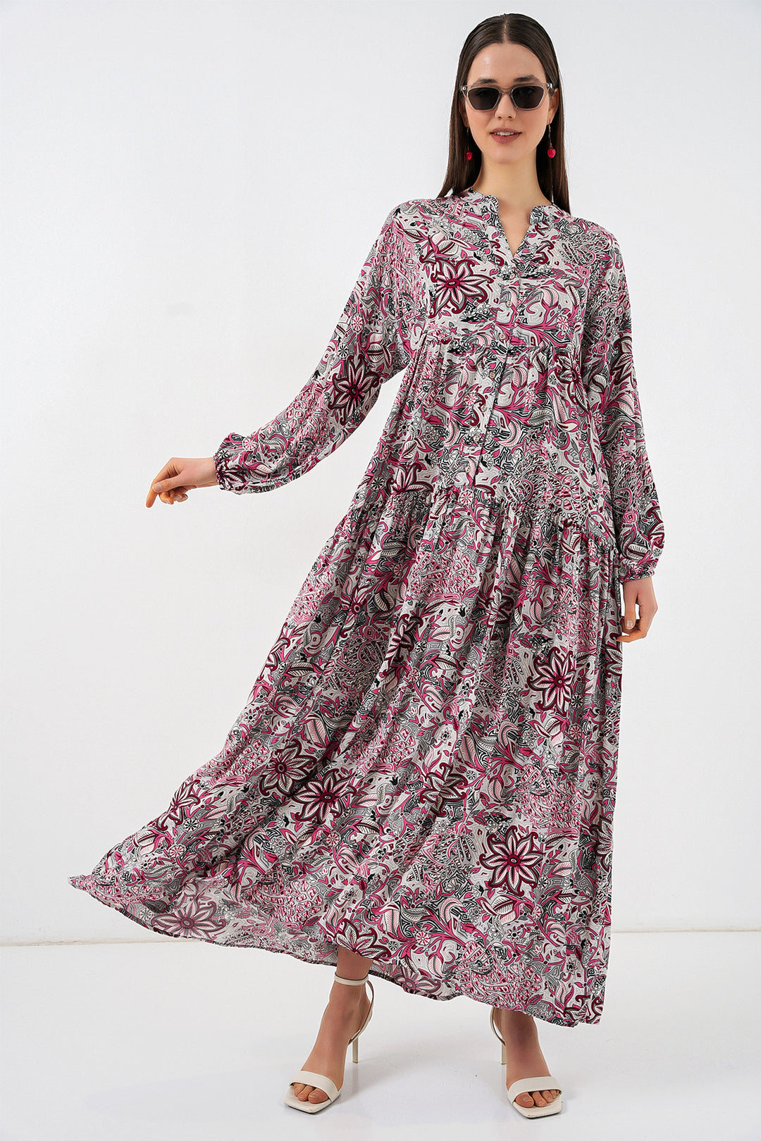Bigdart Robe longue de hijab à motifs pour femme 2585 - Gris clair