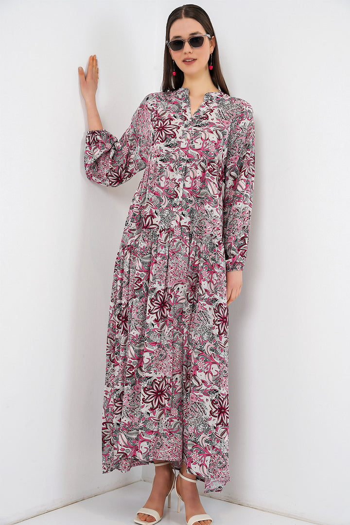 Bigdart Robe longue de hijab à motifs pour femme 2585 - Gris clair