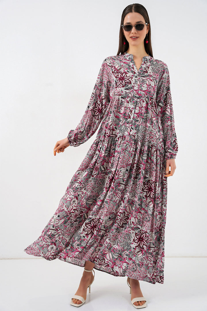 Bigdart Robe longue de hijab à motifs pour femme 2585 - Gris clair