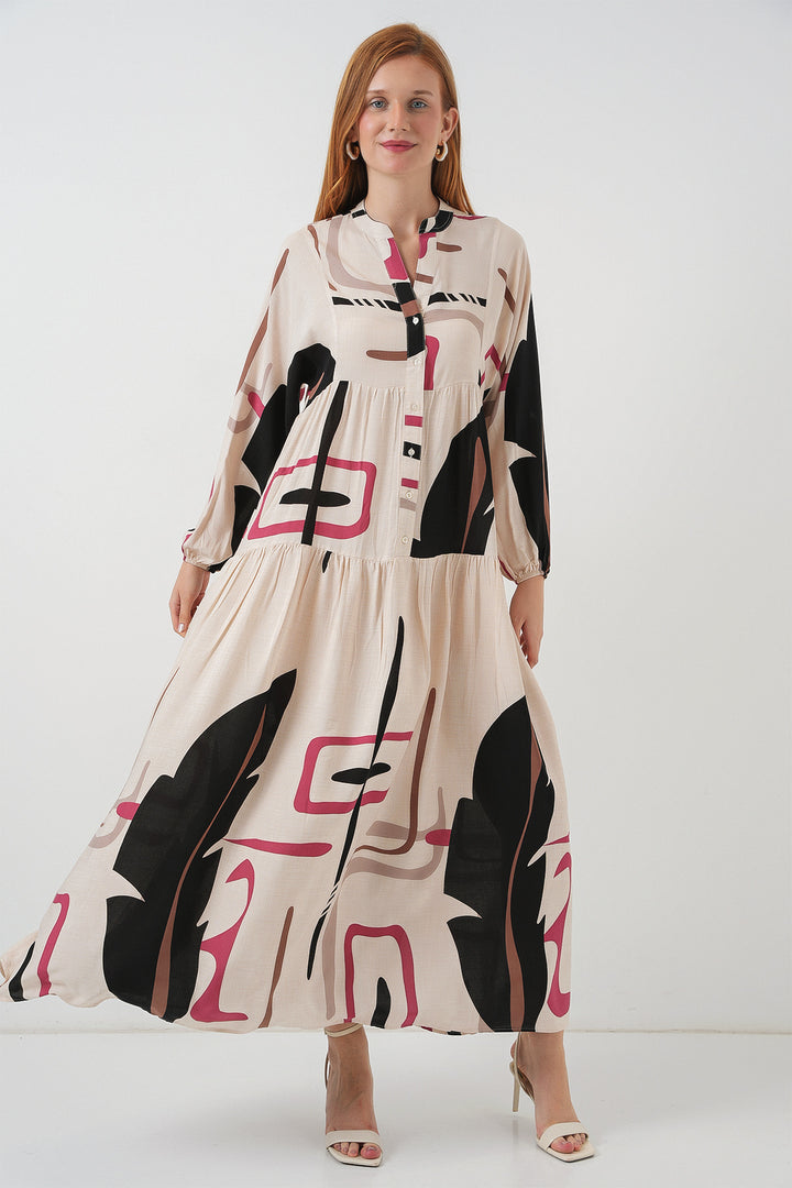 Bigdart Robe longue à motifs pour femmes 2585 - C.Crème