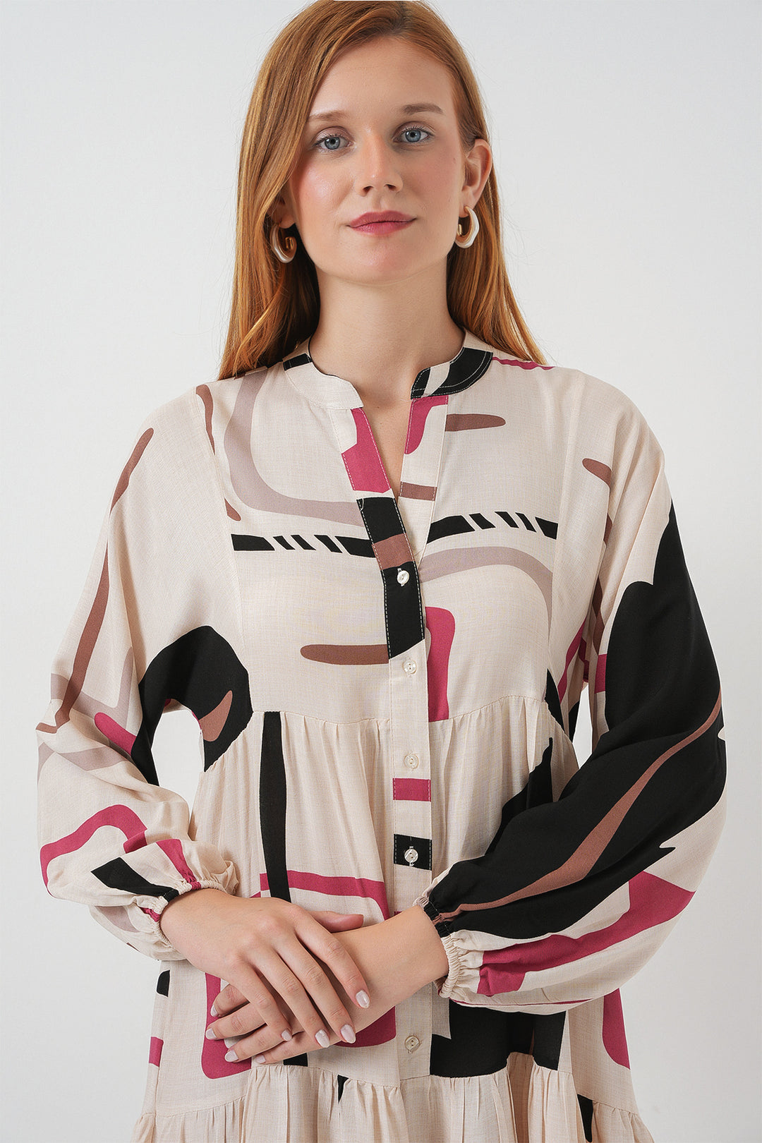Bigdart Robe longue à motifs pour femmes 2585 - C.Crème