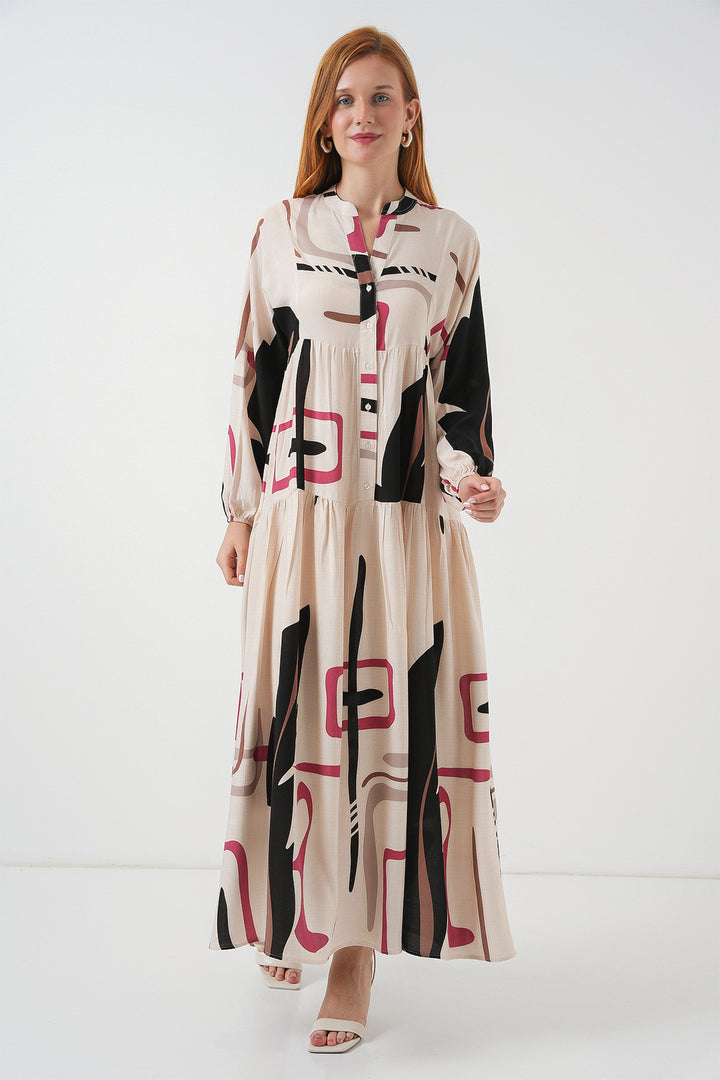 Bigdart Robe longue à motifs pour femmes 2585 - C.Crème