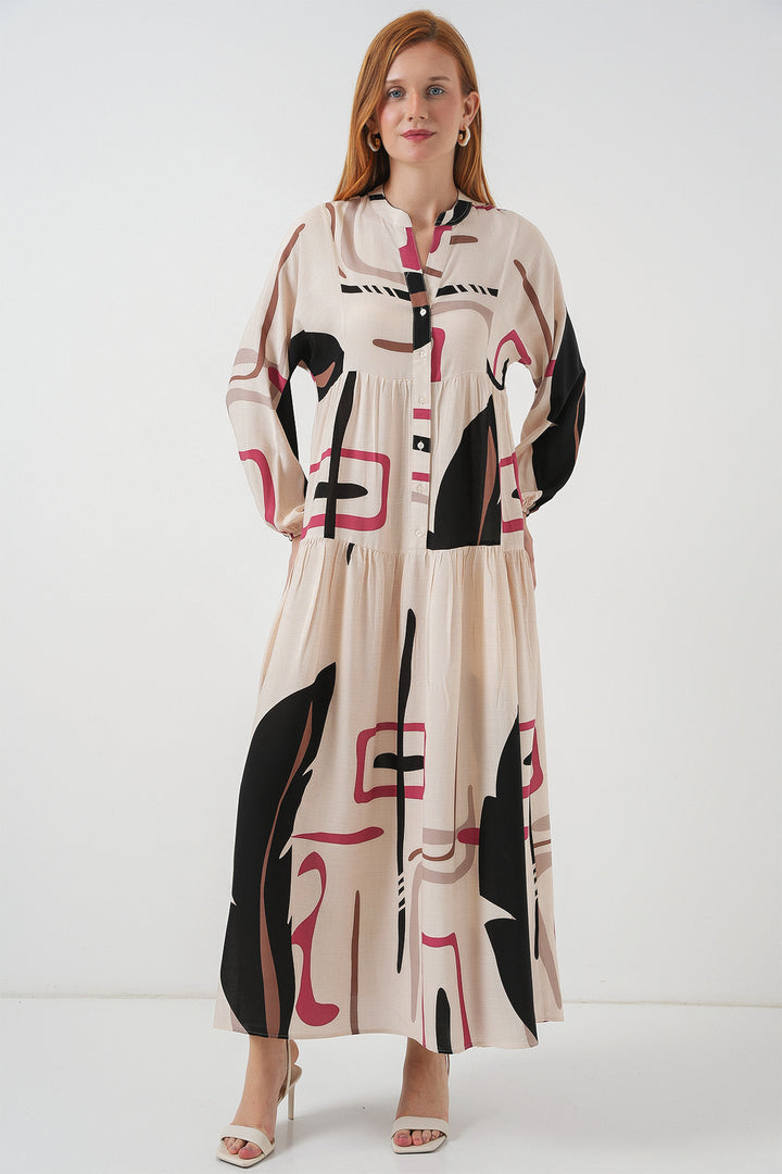 Bigdart Robe longue à motifs pour femmes 2585 - C.Crème