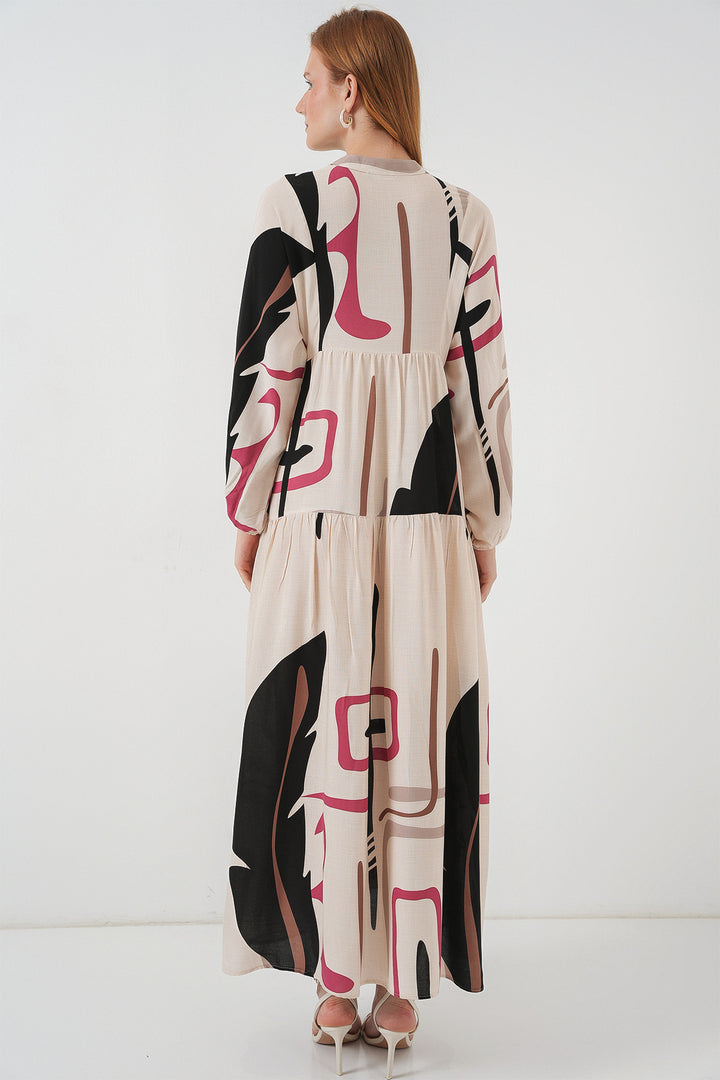Bigdart Robe longue à motifs pour femmes 2585 - C.Crème