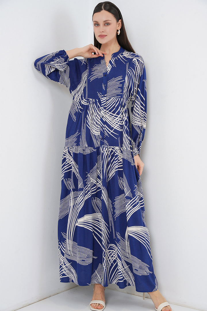 Bigdart Robe Longue Modeste à Motifs Femme 2585 - Bleu marine