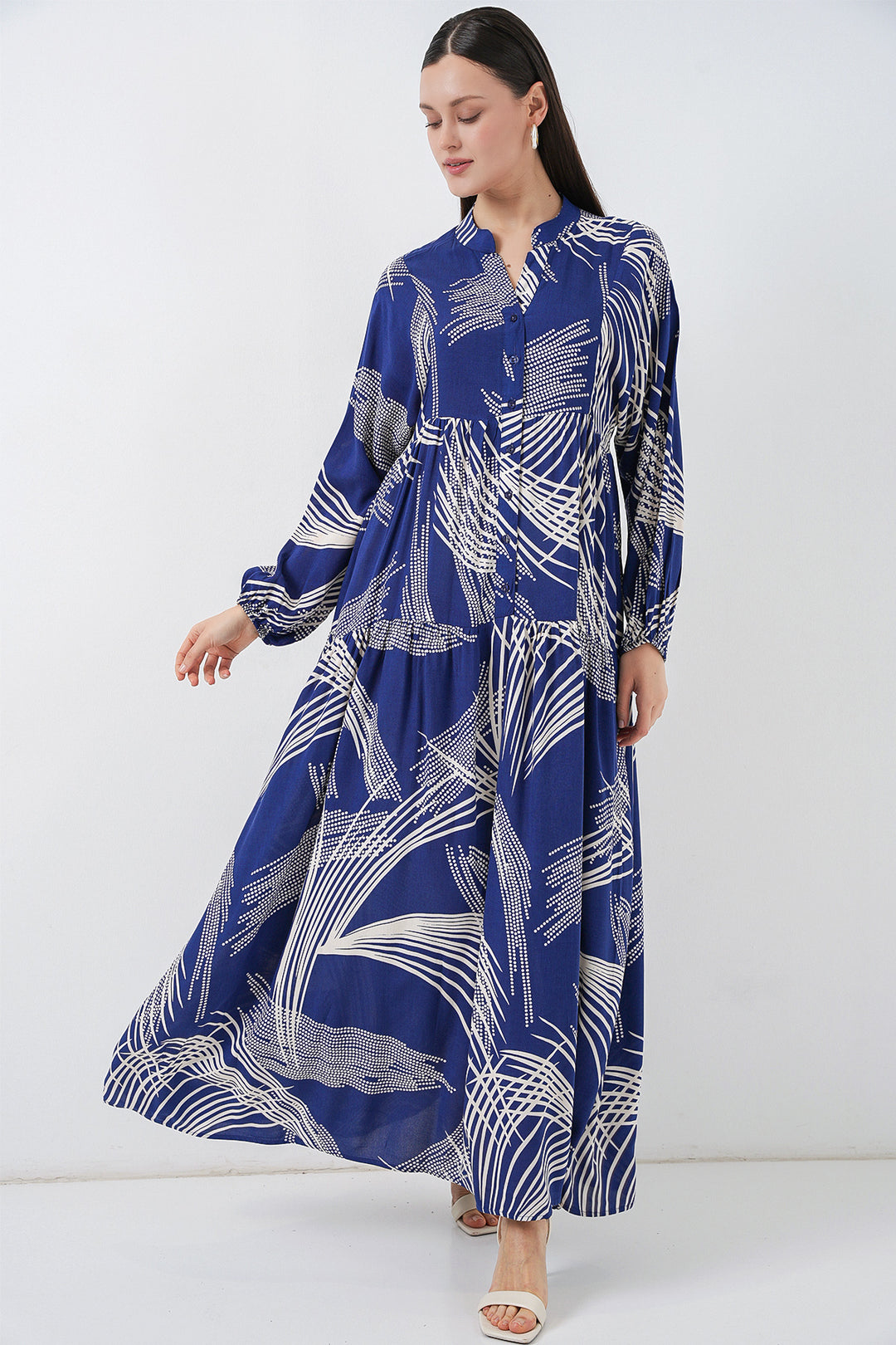 Bigdart Robe Longue Modeste à Motifs Femme 2585 - Bleu marine