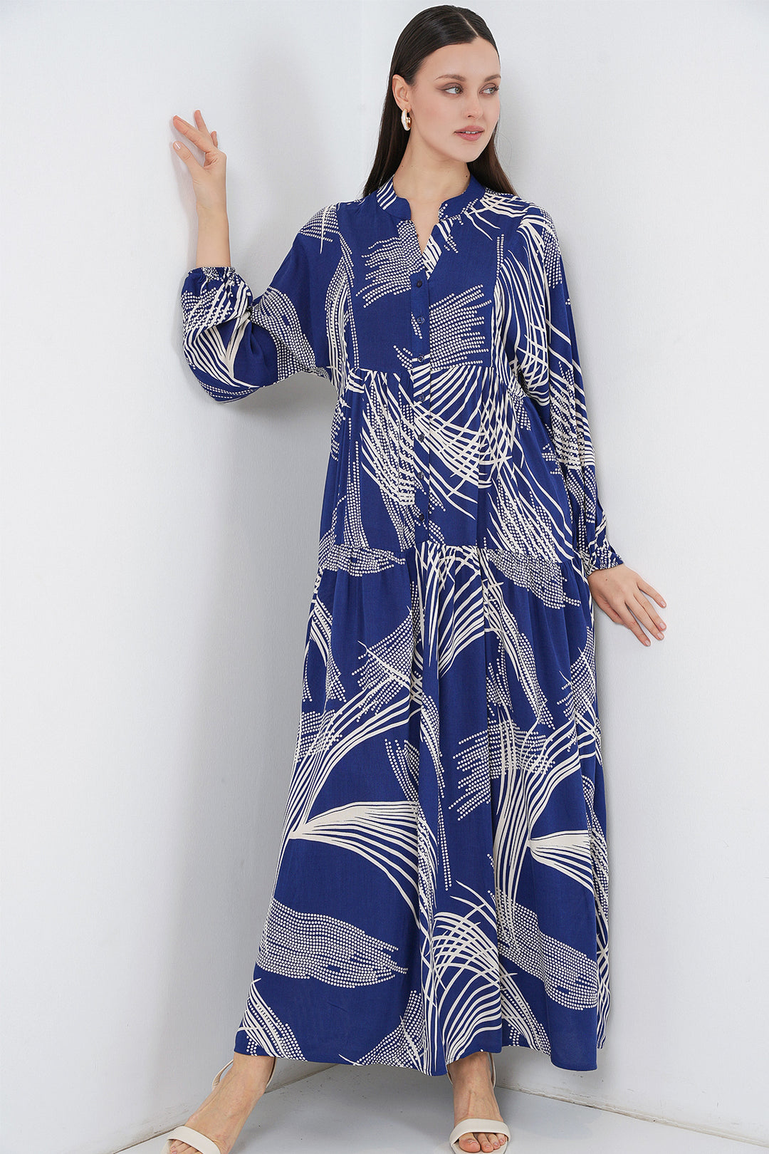 Bigdart Robe Longue Modeste à Motifs Femme 2585 - Bleu marine