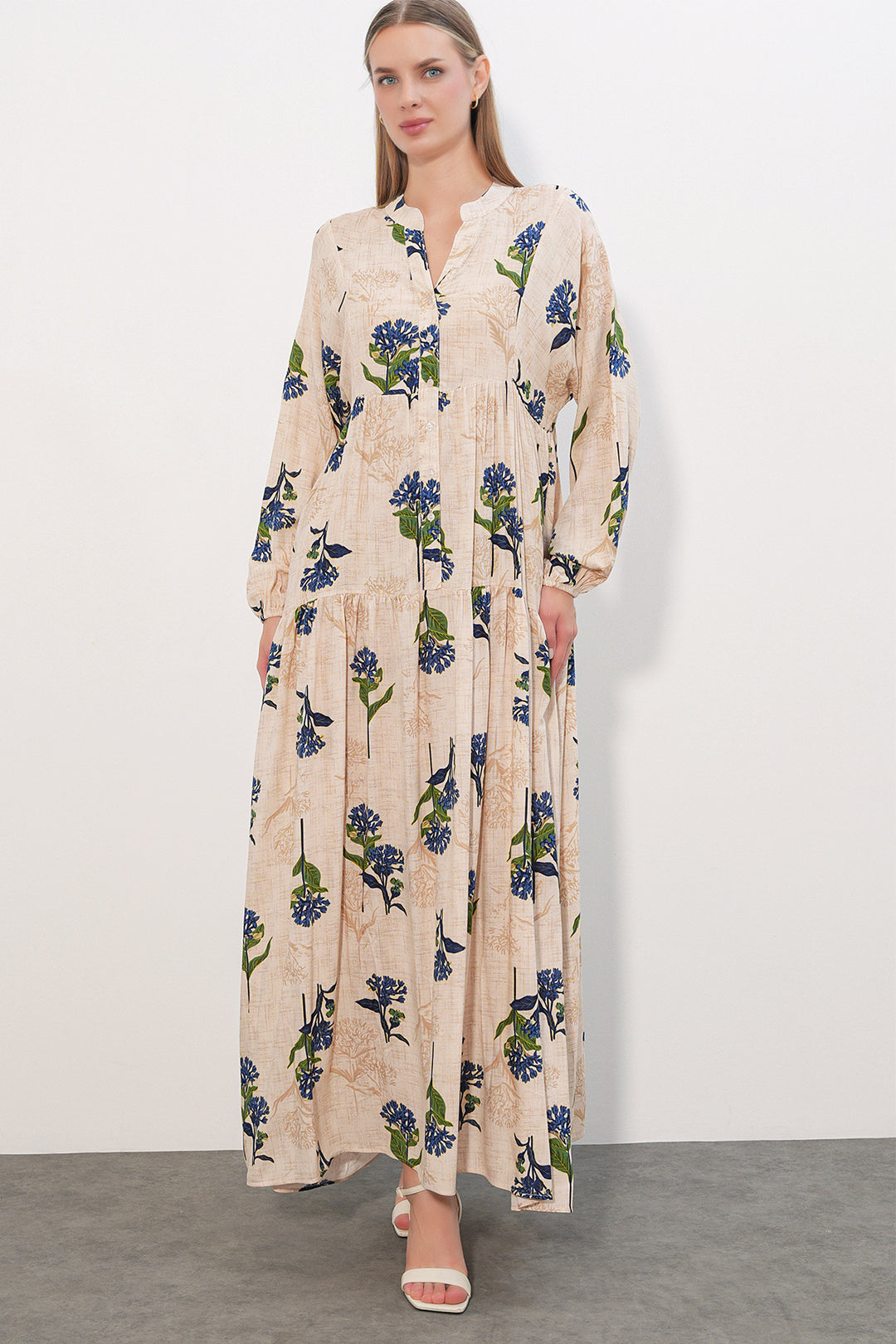 Bigdart Robe longue de hijab à motifs 2585 - c.Bleu