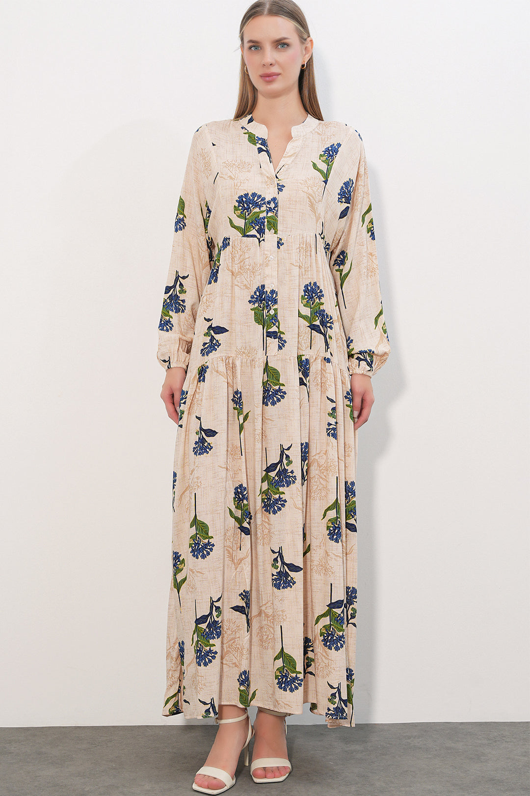Bigdart Robe longue de hijab à motifs 2585 - c.Bleu