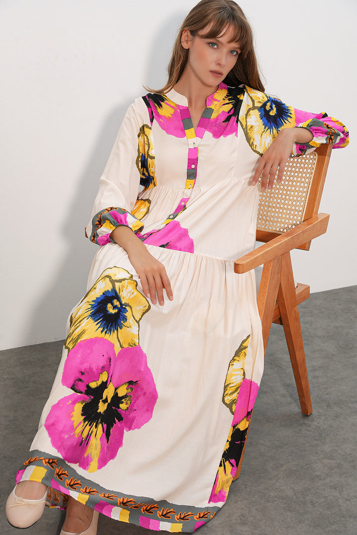 Bigdart Robe longue modeste à motifs pour femmes 2585-C. Rose