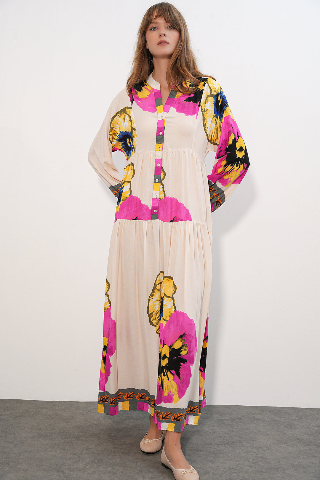 Bigdart Robe longue modeste à motifs pour femmes 2585-C. Rose