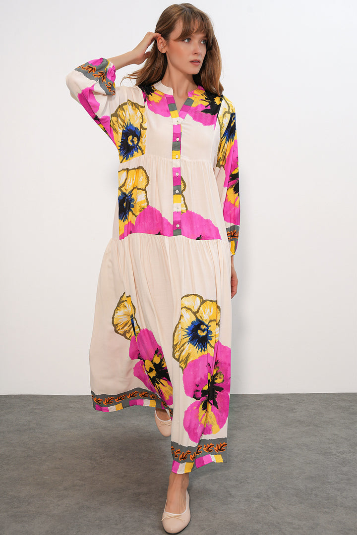 Bigdart Robe longue modeste à motifs pour femmes 2585-C. Rose