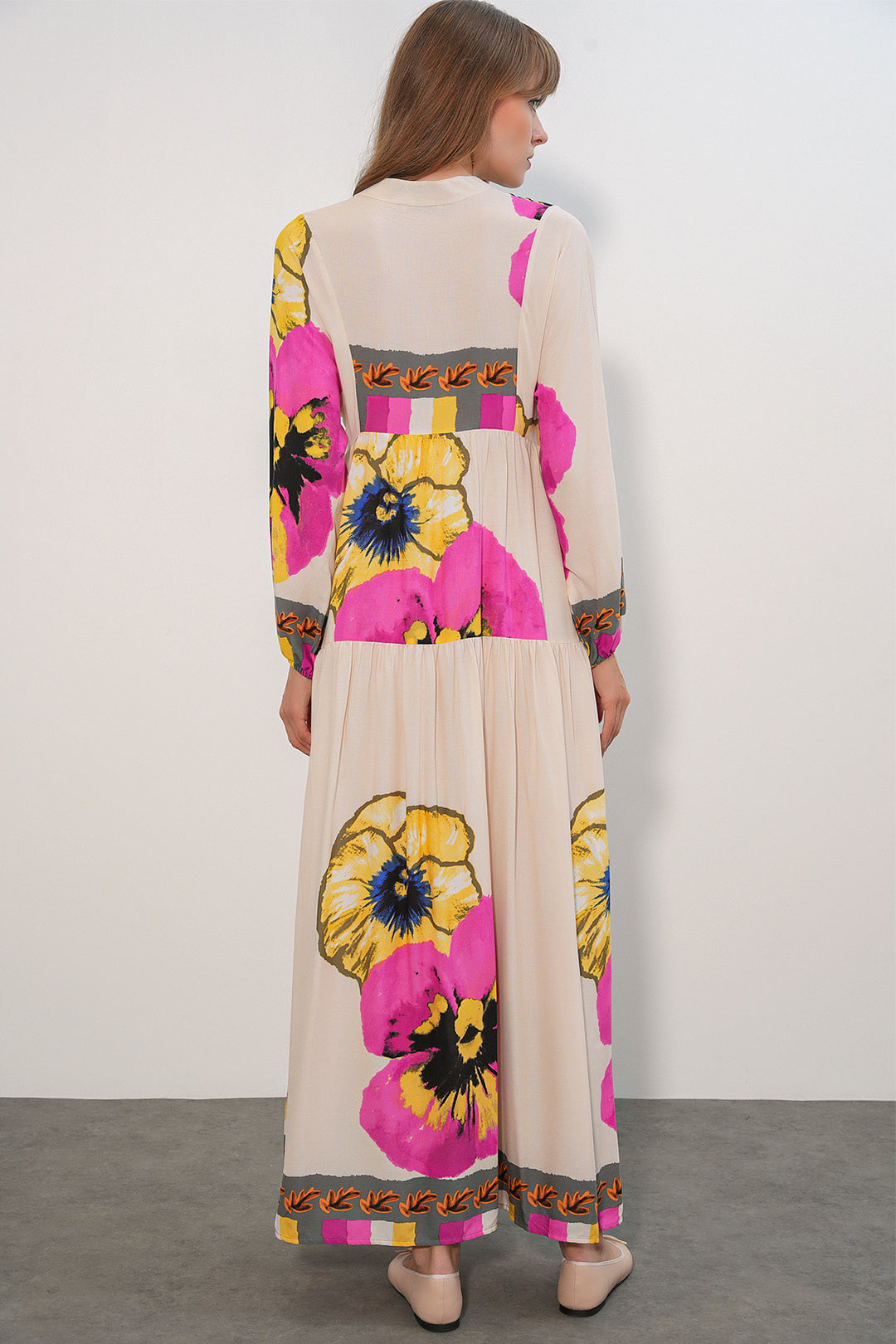 Bigdart Robe longue modeste à motifs pour femmes 2585-C. Rose