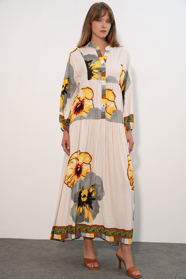 Bigdart Robe longue modeste à motifs pour femmes 2585 - C.Jaune