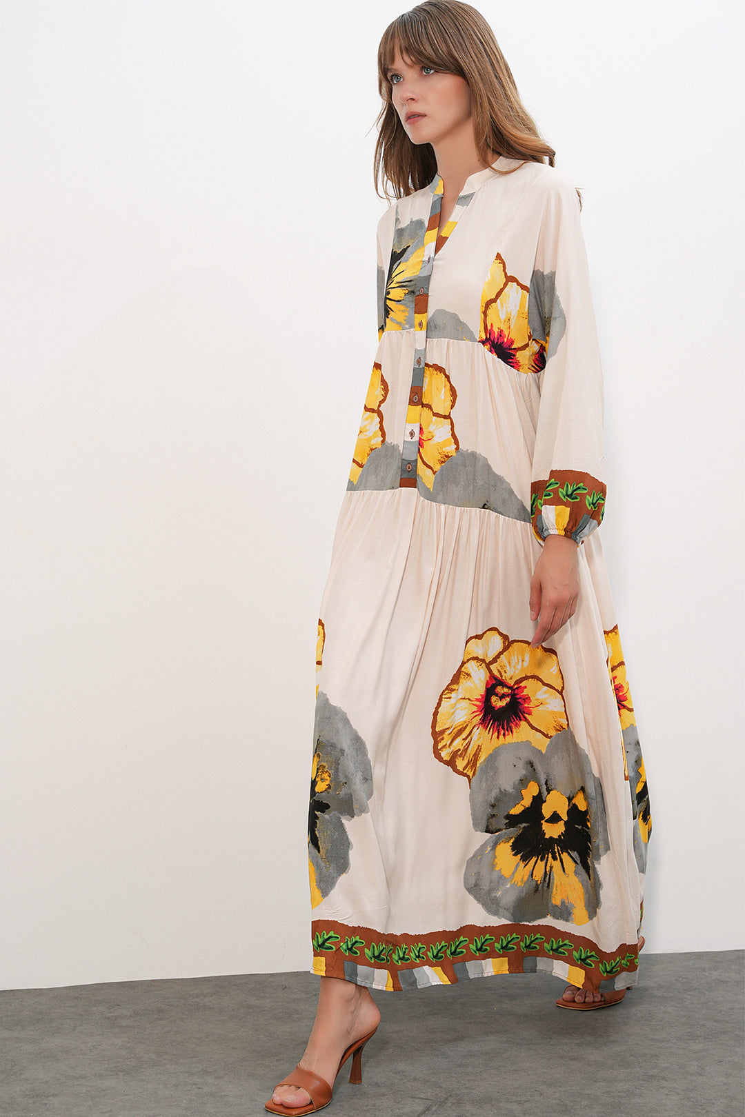 Bigdart Robe longue modeste à motifs pour femmes 2585 - C.Jaune