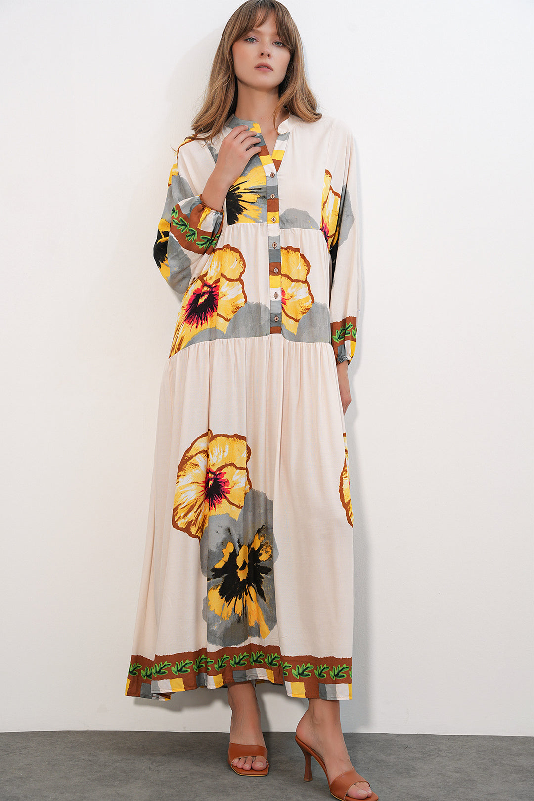 Bigdart Robe longue modeste à motifs pour femmes 2585 - C.Jaune