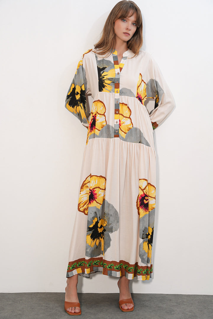 Bigdart Robe longue modeste à motifs pour femmes 2585 - C.Jaune