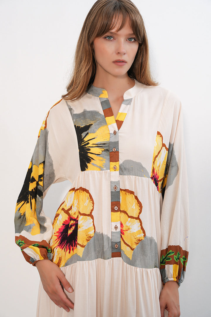 Bigdart Robe longue modeste à motifs pour femmes 2585 - C.Jaune