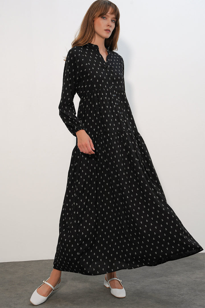 Bigdart Robe longue modeste à motifs pour femmes 2585-C. Noir