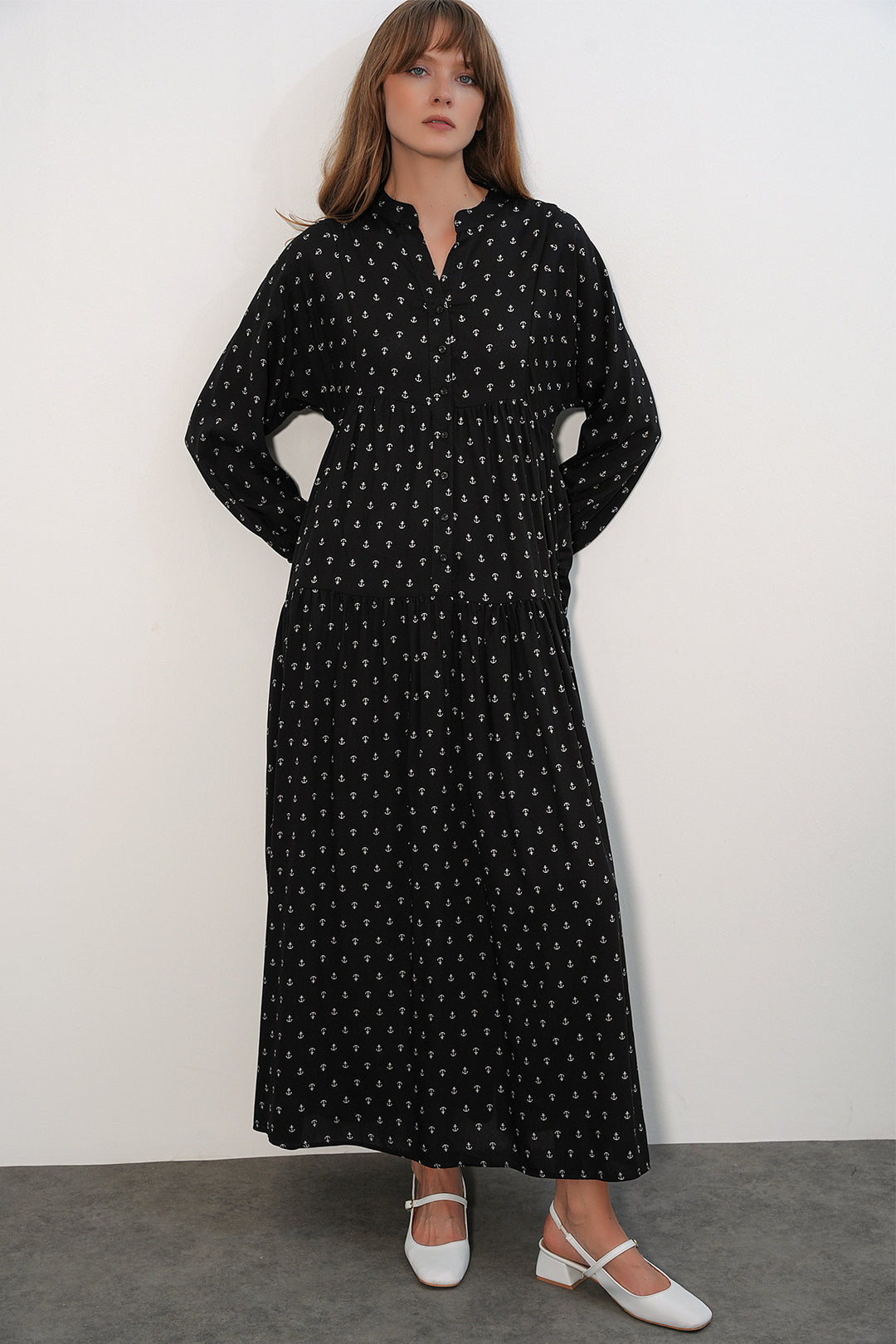 Bigdart Robe longue modeste à motifs pour femmes 2585-C. Noir