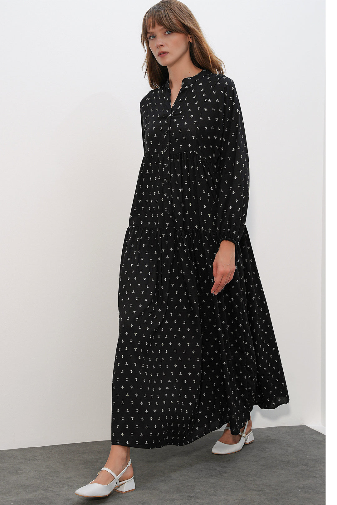 Bigdart Robe longue modeste à motifs pour femmes 2585-C. Noir