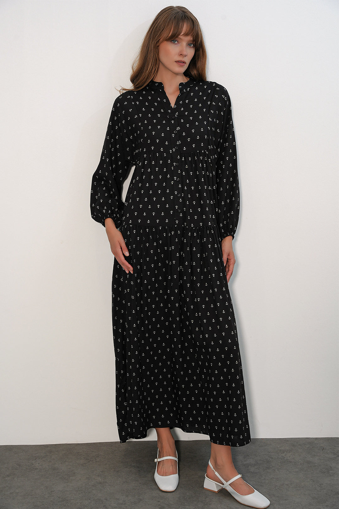 Bigdart Robe longue modeste à motifs pour femmes 2585-C. Noir