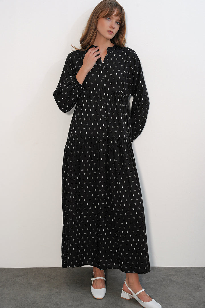Bigdart Robe longue modeste à motifs pour femmes 2585-C. Noir