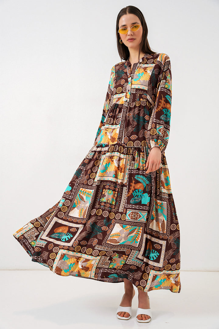 Bigdart Robe longue de hijab à motifs pour femme 2585 - d.Marron