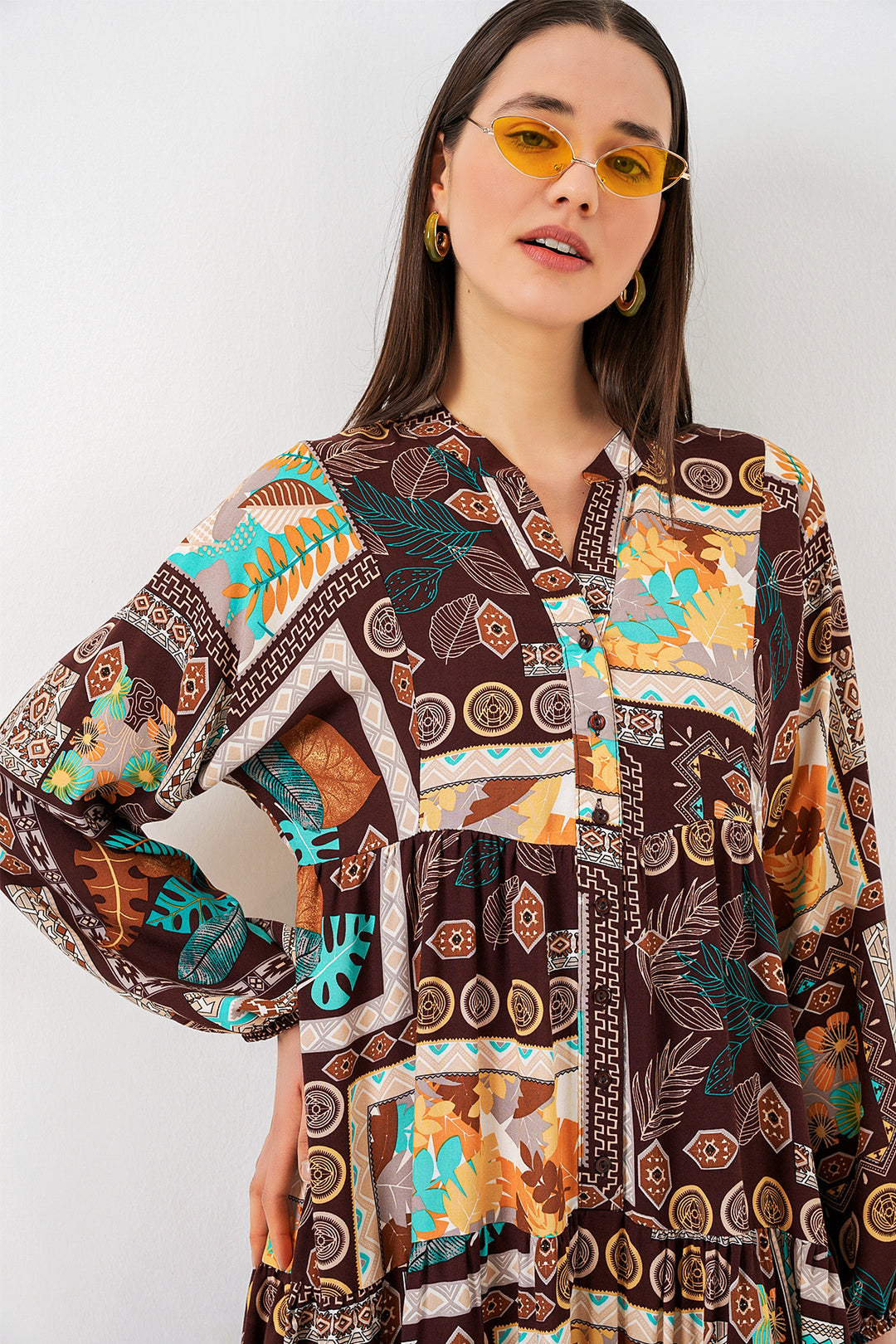 Bigdart Robe longue de hijab à motifs pour femme 2585 - d.Marron