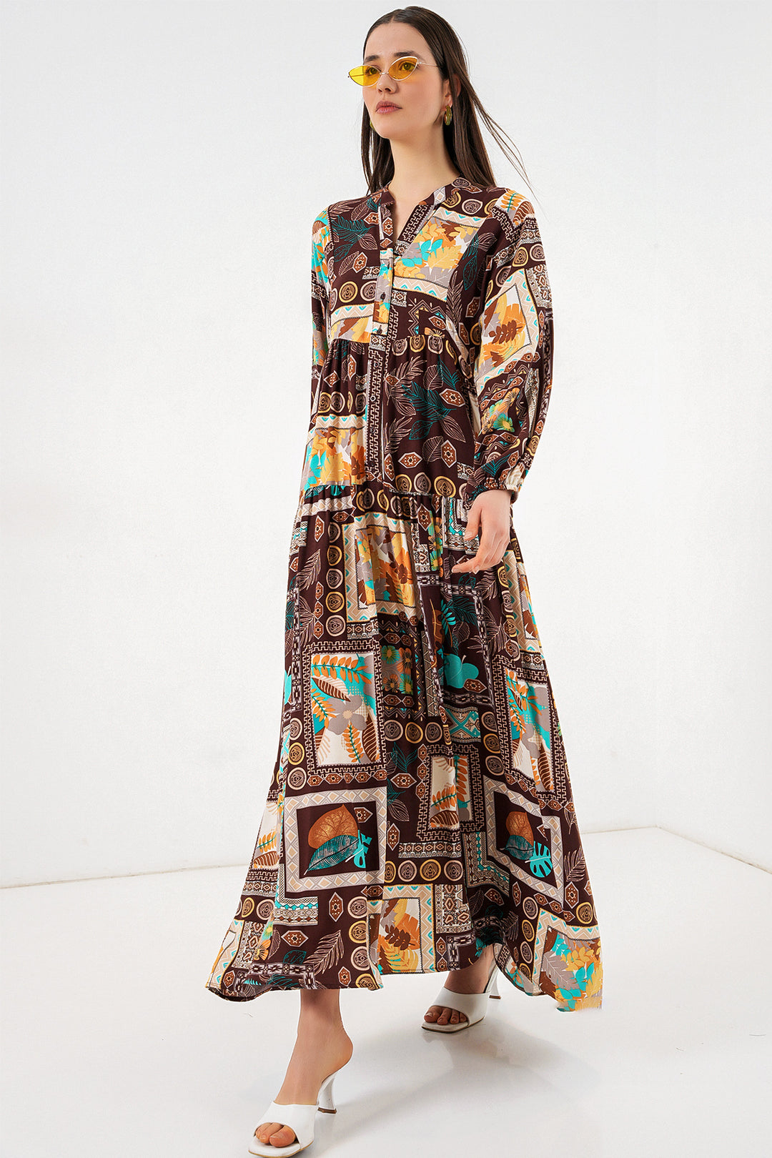 Bigdart Robe longue de hijab à motifs pour femme 2585 - d.Marron