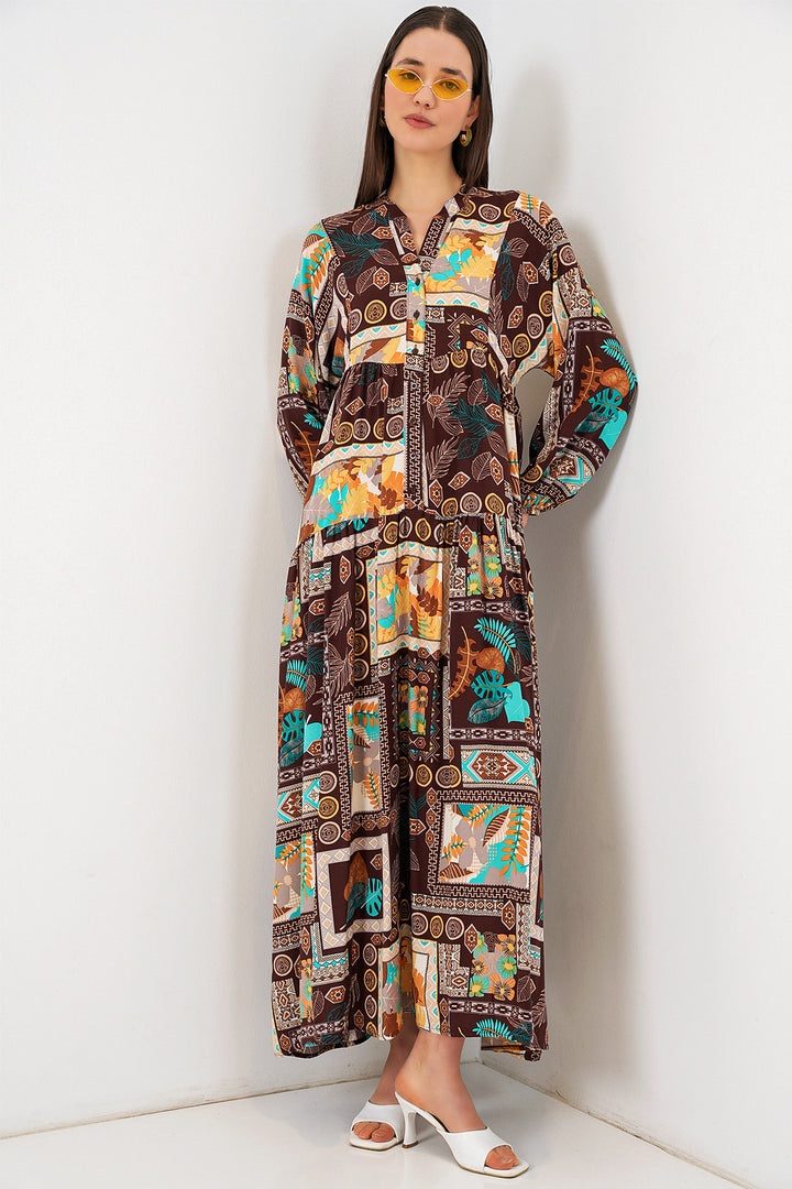 Bigdart Robe longue de hijab à motifs pour femme 2585 - d.Marron