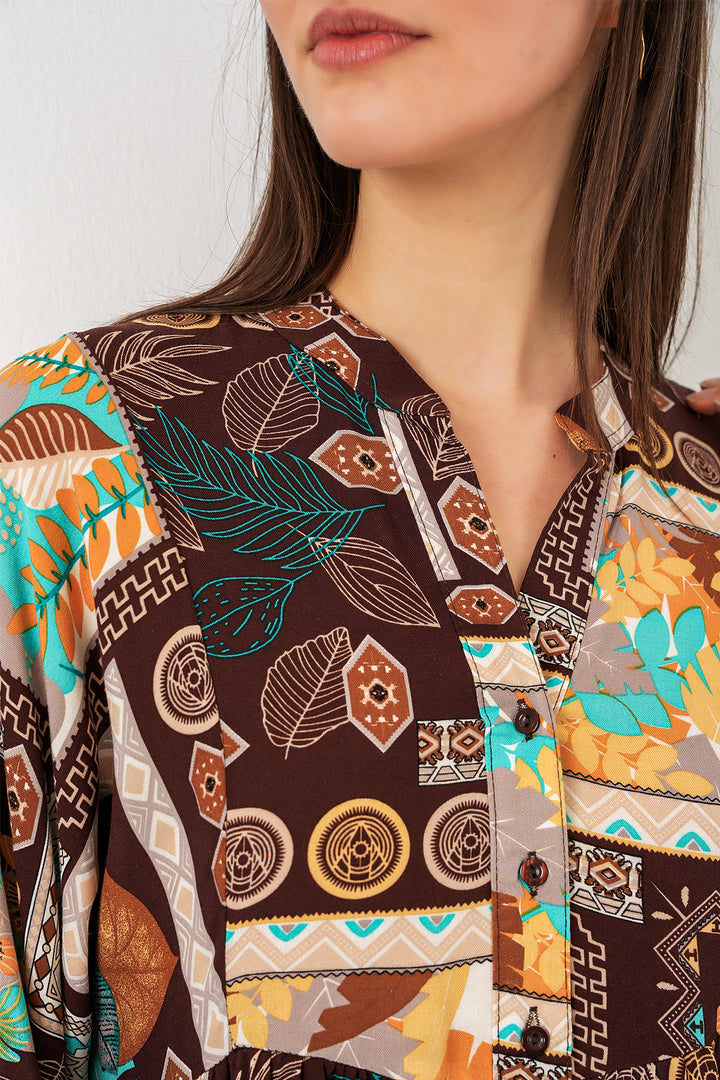 Bigdart Robe longue de hijab à motifs pour femme 2585 - d.Marron
