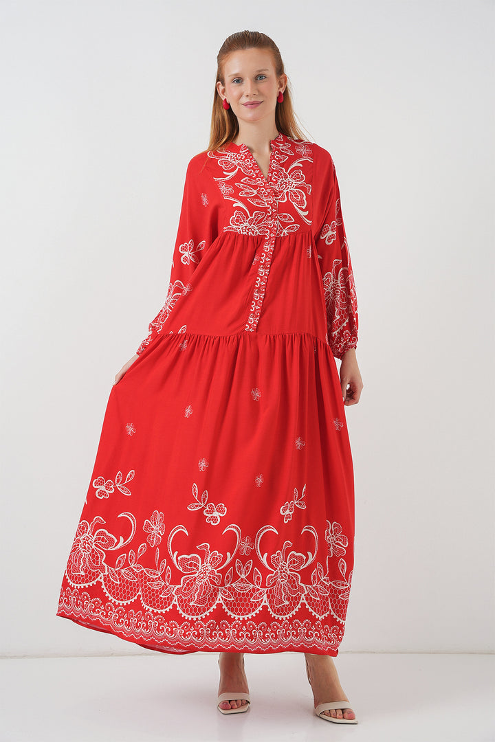 Bigdart Robe longue modeste à motifs pour femme 2585 - D.Rouge