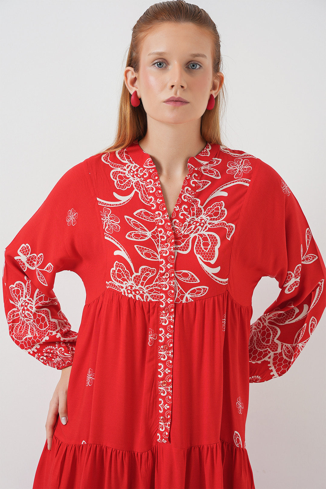 Bigdart Robe longue modeste à motifs pour femme 2585 - D.Rouge
