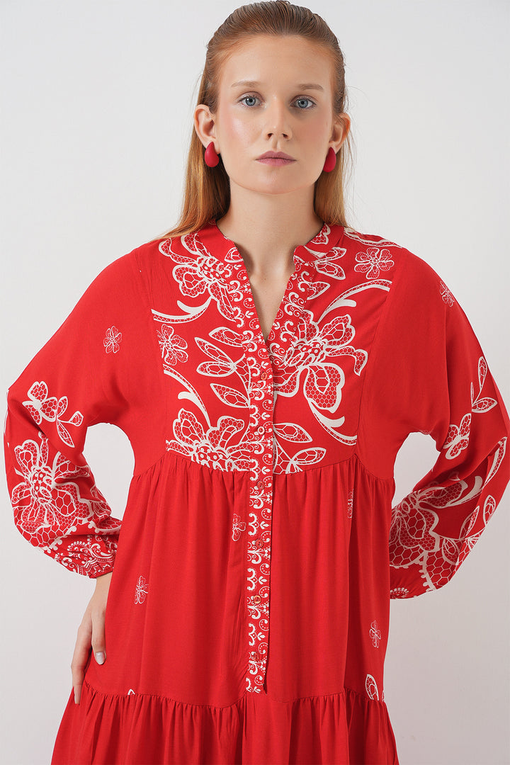 Bigdart Robe longue modeste à motifs pour femme 2585 - D.Rouge