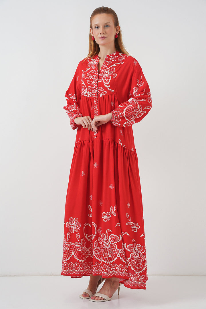 Bigdart Robe longue modeste à motifs pour femme 2585 - D.Rouge