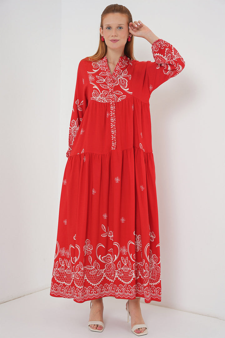 Bigdart Robe longue modeste à motifs pour femme 2585 - D.Rouge