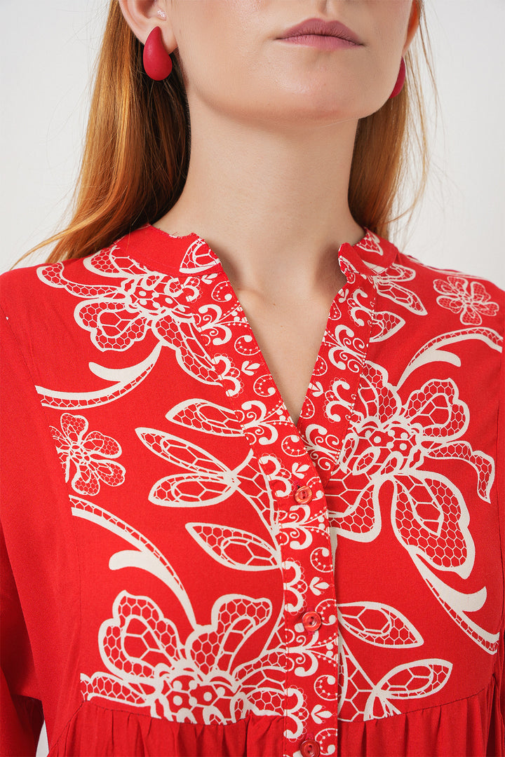 Bigdart Robe longue modeste à motifs pour femme 2585 - D.Rouge
