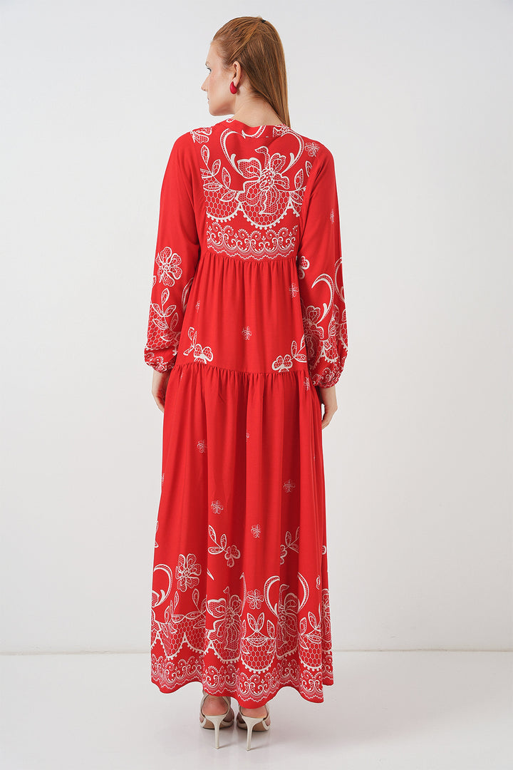 Bigdart Robe longue modeste à motifs pour femme 2585 - D.Rouge