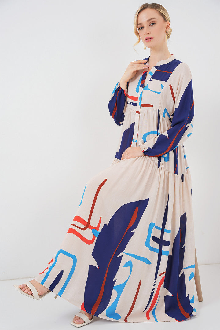 Bigdart Robe longue à motifs pour femmes 2585 - D.Crème