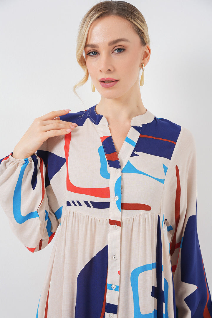 Bigdart Robe longue à motifs pour femmes 2585 - D.Crème